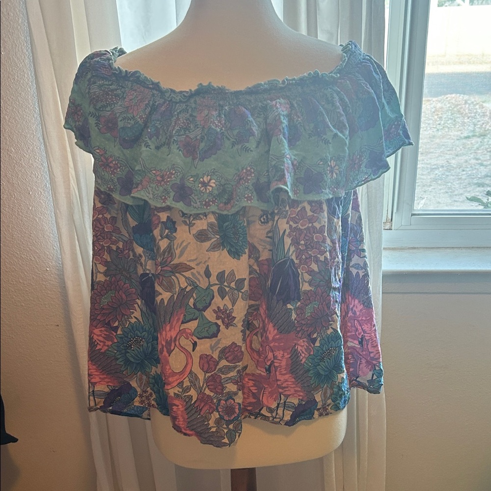 Spell Multicolor Floral Off-Shoulder Blouse
